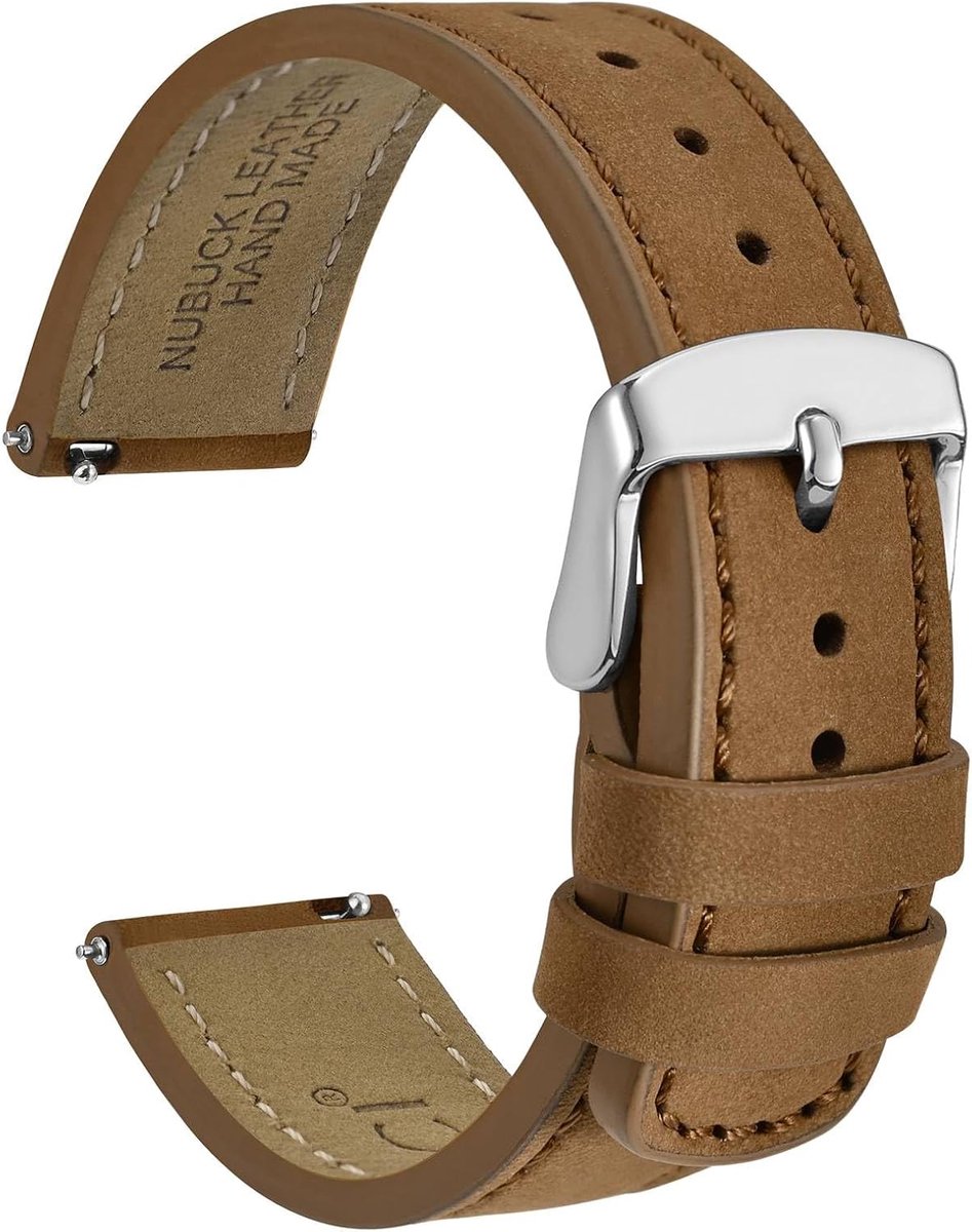 Retro horlogeband 18mm 20mm 22mm - nubuck leer - roestvrijstalen gesp - stijlvol en comfortabel - SnelShoppen
