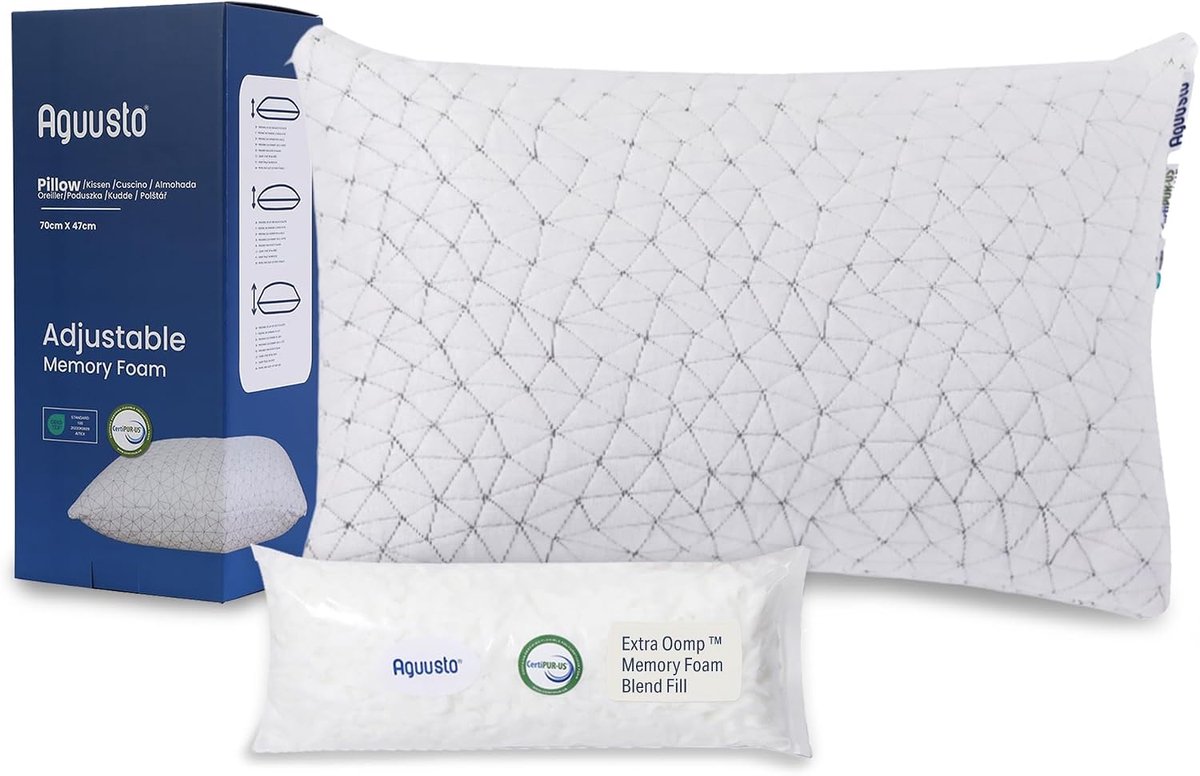 Memory Foam Kussen Queen Size 47 x 70 cm - Verstelbaar en Wasbaar - Ergonomische Ondersteuning voor Zijslapers - SnelShoppen