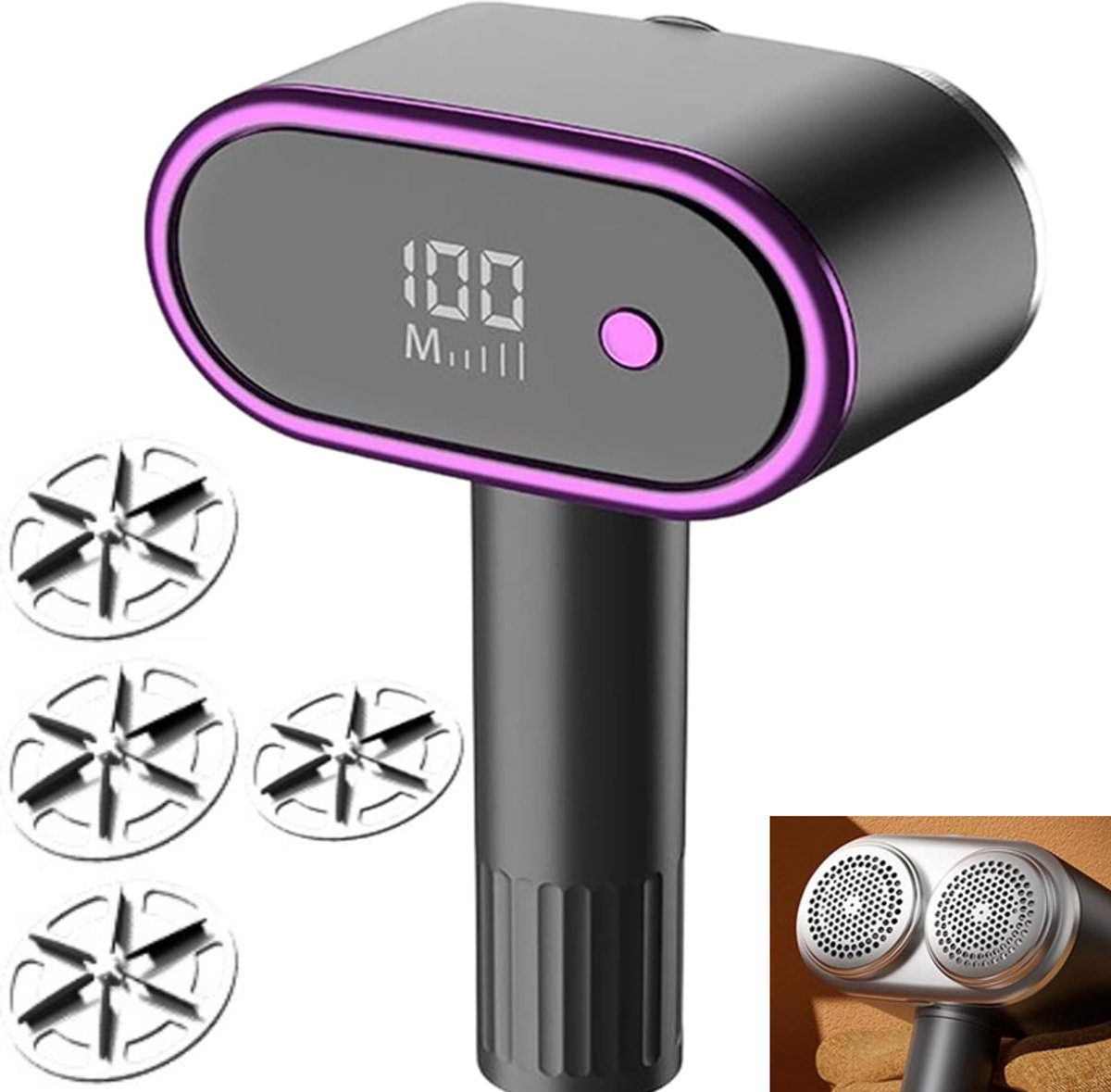KZQ USB-oplaadbare elektrische pluizenverwijderaar - Draagbare sweaterdefuzzer voor kleding meubels dekens en stoffen - Geschikt voor thuis en reizen - Zwart