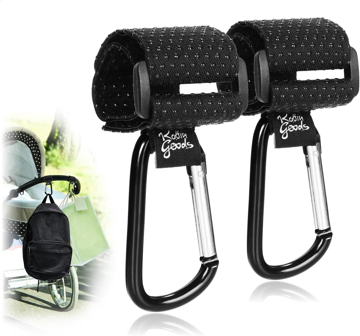 Stroller Hooks met Antislip Rubber Noppen - 2 Stuks - Handige Carabiner Haken - Veilig en Praktisch voor Luiertas - SnelShoppen
