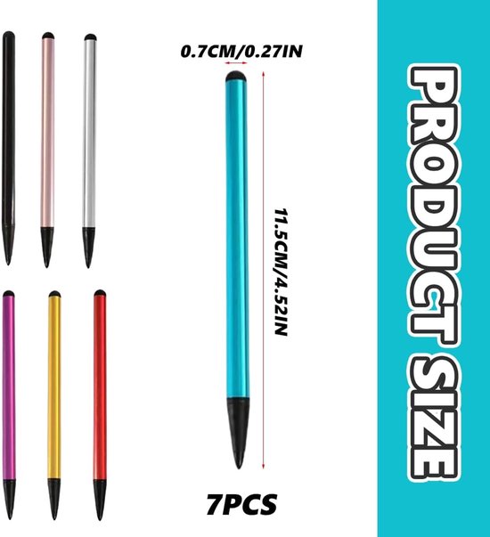 Mobiele telefoon stylus - 7 capacitive pen - dual head rubber - voor nauwkeurig touchscreen gebruik - SnelShoppen — afbeelding 5