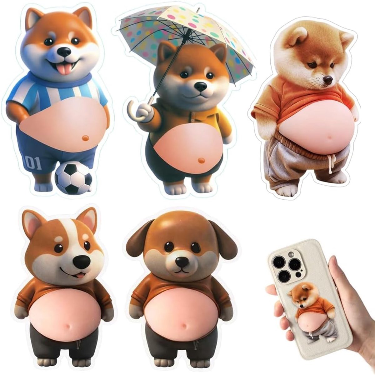 Vloerdeurstoppers 5 stuks - Bruine Shiba Inu-kop - Antislip - Beschermt muren en meubels - SnelShoppen