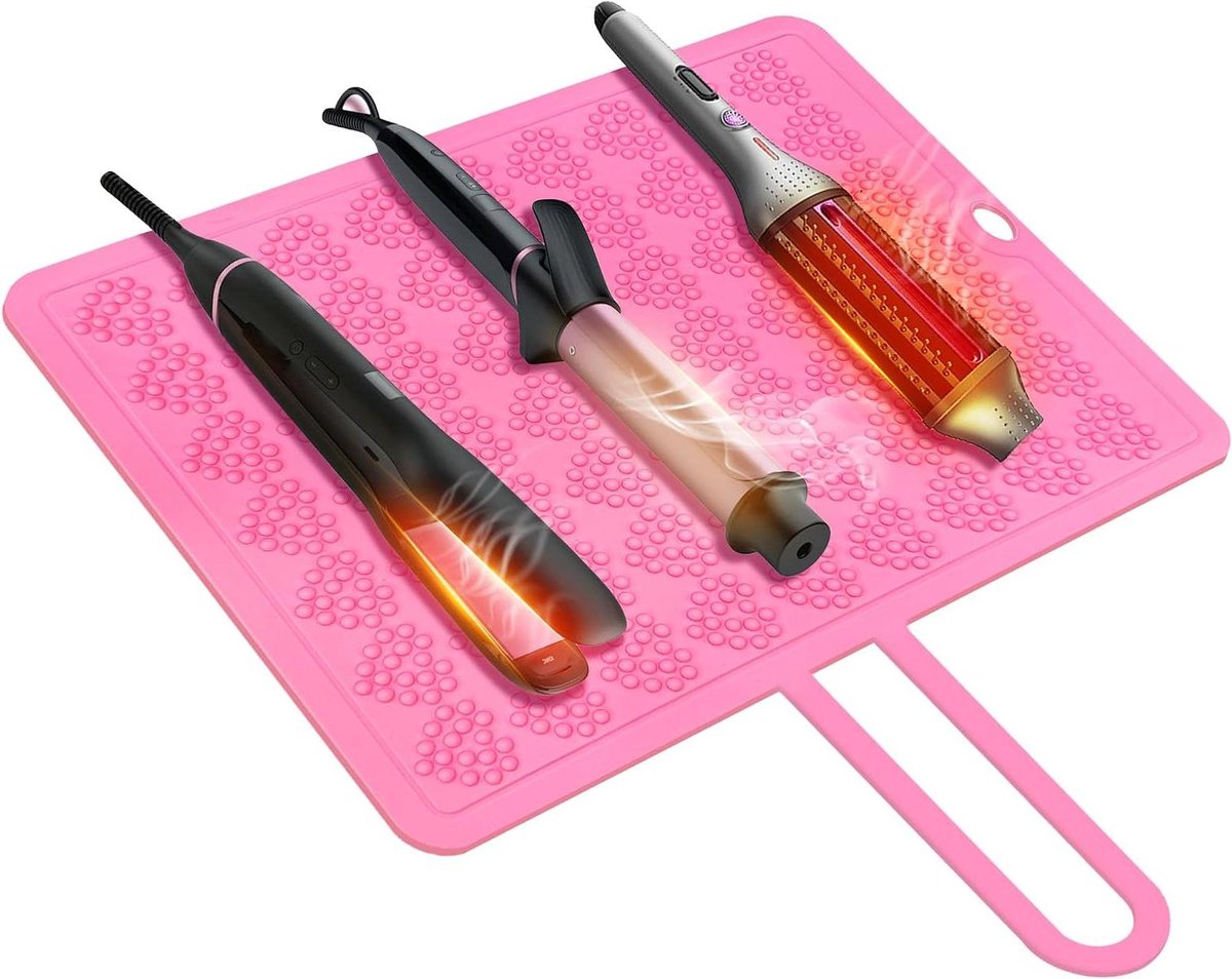 Hittebestendige Mat - Stylingmat Siliconen - Haarstyling Beschermen - Hartvormig Ontwerp - 38 x 30 cm - Grijs