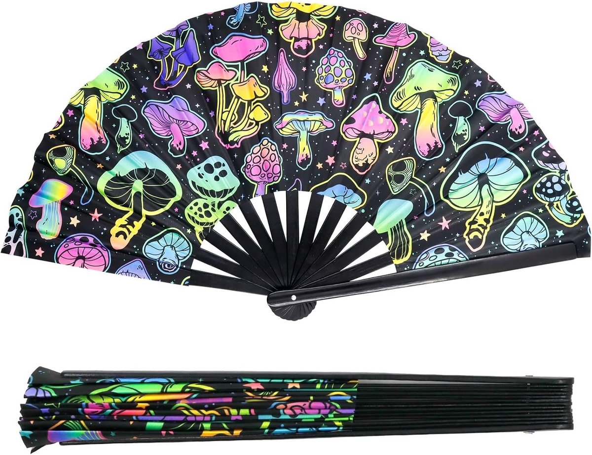 Handfan groot met verlichting - Vouwbaar - Voor feesten en evenementen - SnelShoppen
