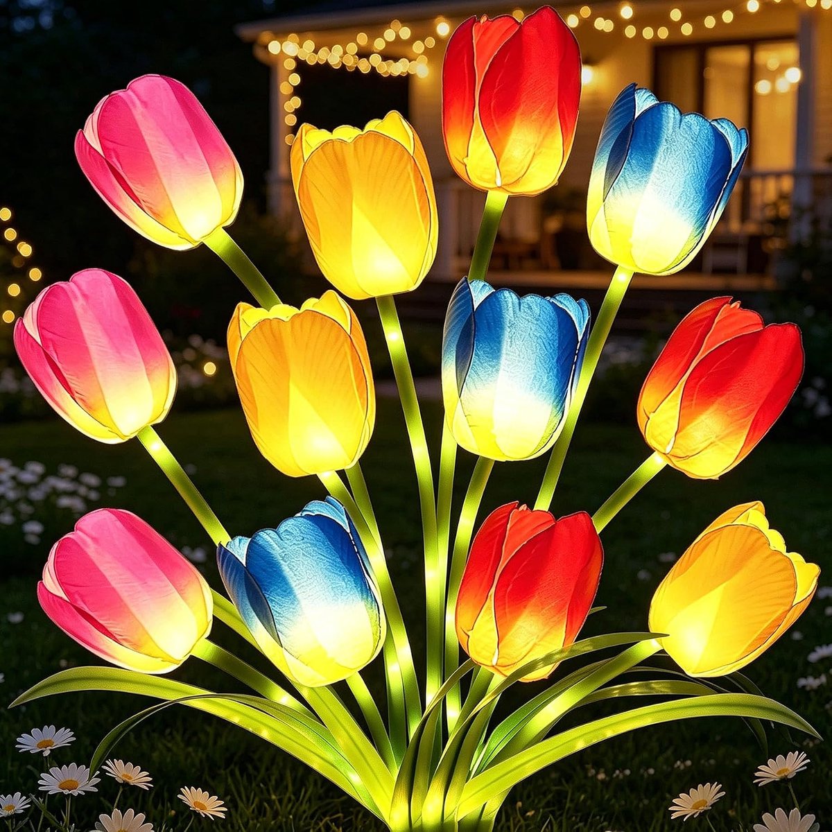 Solar verlichting voor tuin - 4-delige tulpen LED set - IP65 waterdicht - Creëer een vrolijke sfeer - SnelShoppen