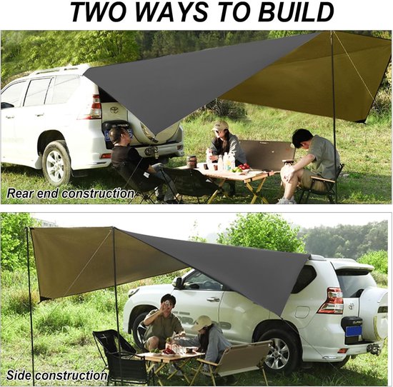 Auto Luifel Achterklep - 280 x 380 cm Waterdicht Schaduwzeil - Waterdichte Auto Kampeertent - Waterdichte Luifel Autokamperen - Autoluifel - Tent achter Auto, Bus of Camper van Merkloos — afbeelding 3