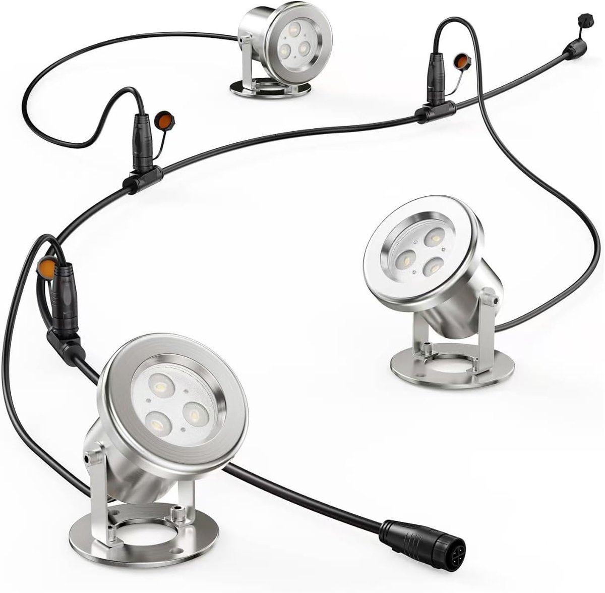 3-in-1 vijververlichtingsset, 6 W RGB vijverlampen, onderwater met 6 m kabel (4-aderig), roestvrij staal, SS316, voor - ShopVlot