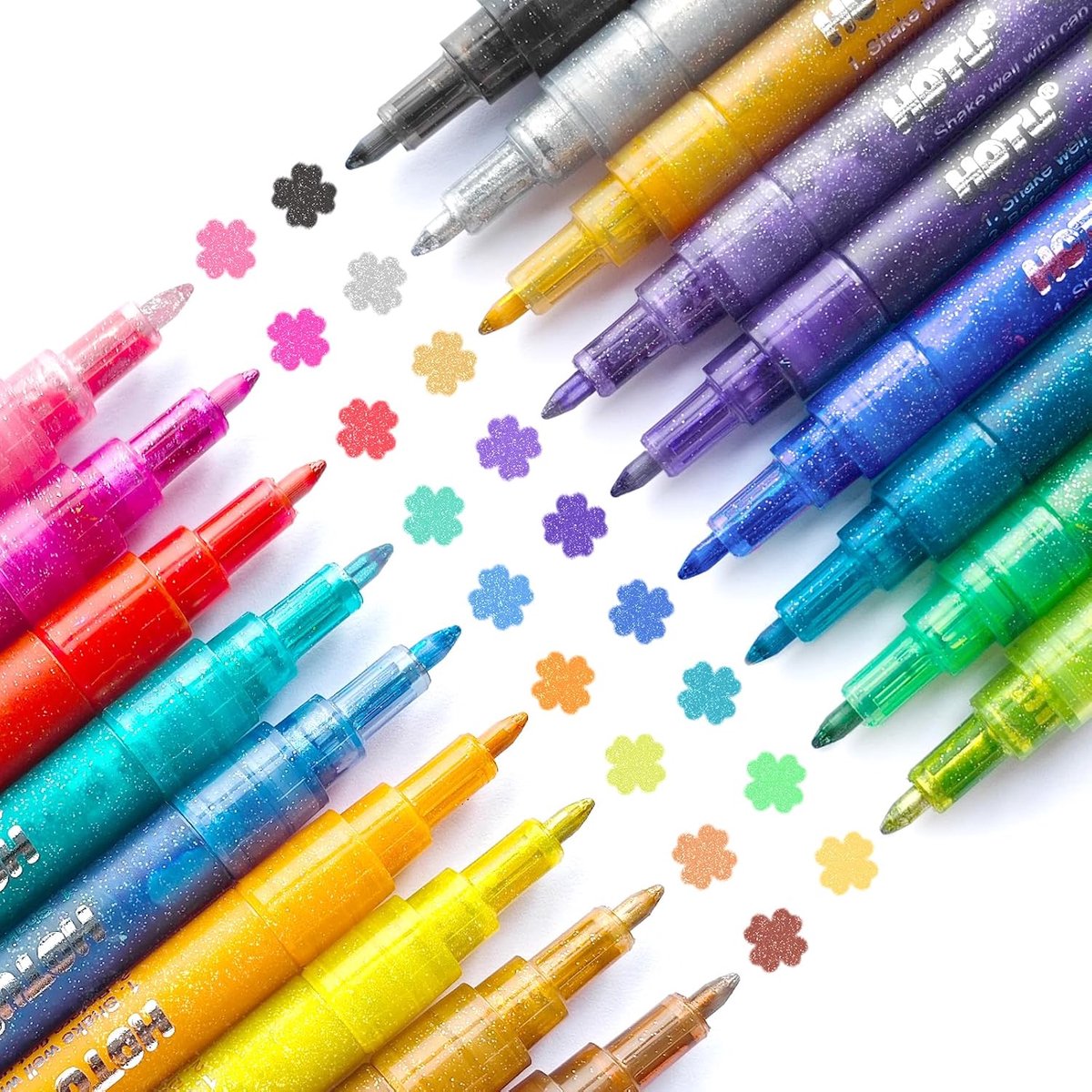 HOTU Glitter Pennen Markers voor Tekening DIY 18 Kleuren 002 - ShopVlot