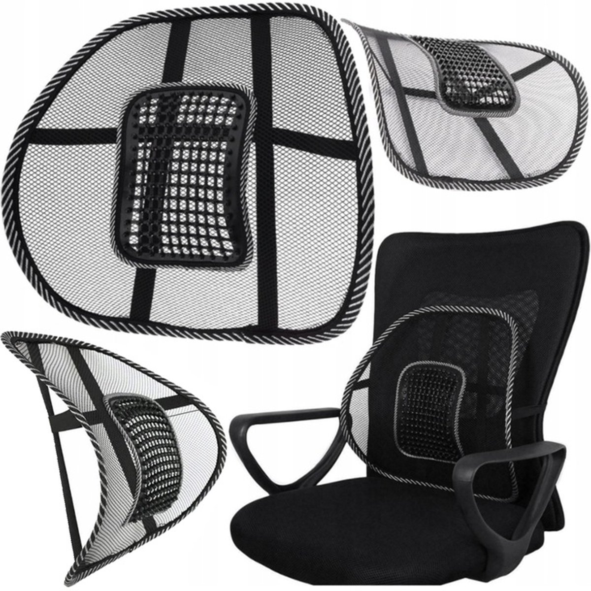 Ergonomische rugsteun met massagefunctie voor stoel en auto