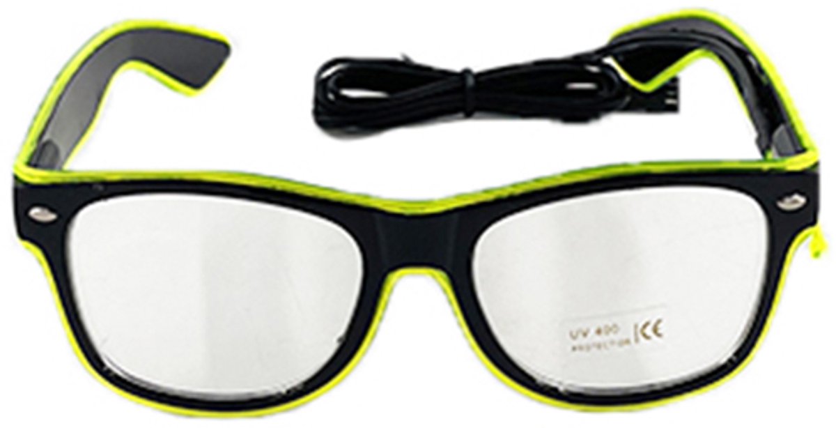 Doppler R&B LED Partybril – Lemon Groen– UV400 Neon - Batterij-Aangedreven Feestbril - Techno Party Glasses - Men & Women - Lichtgevende Bril - Bril met LED verlichting - Bril met Licht - Perfect voor Feesten & Bruiloften & Koningsdag