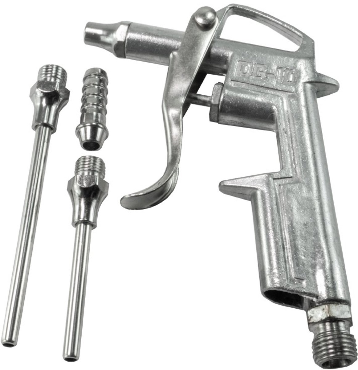 Luchtblaaspistool pneumatisch - met verwisselbare mondstukken (16/50/80 mm) - 1/4" aansluiting [55805D]