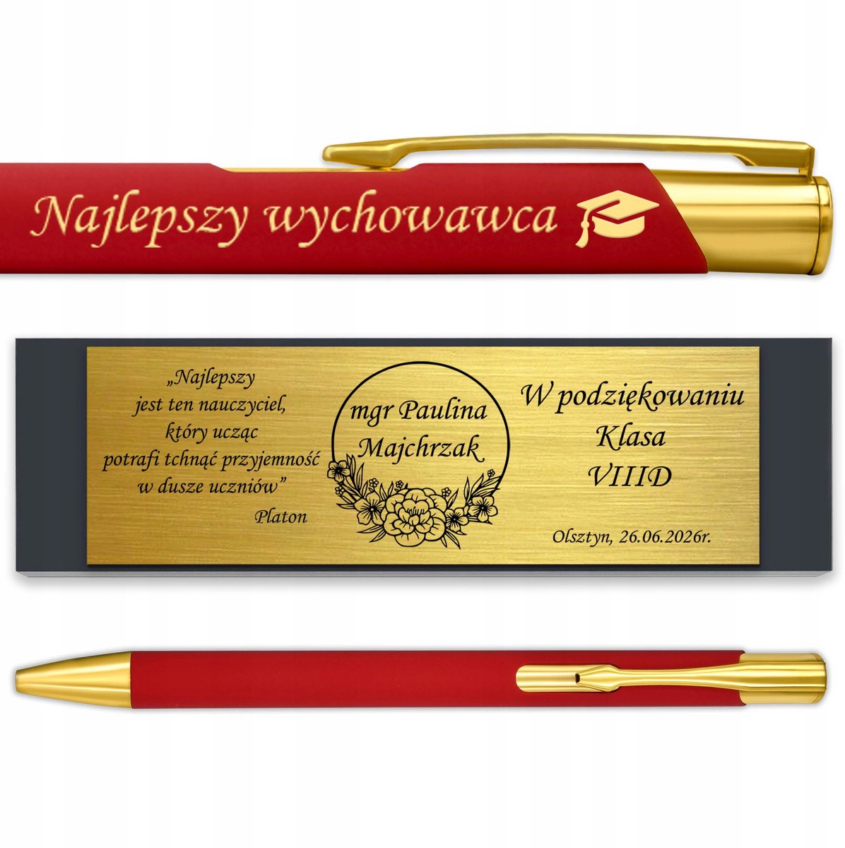 Rode metalen pen met gravure - Perfect cadeau voor uw dierbaren