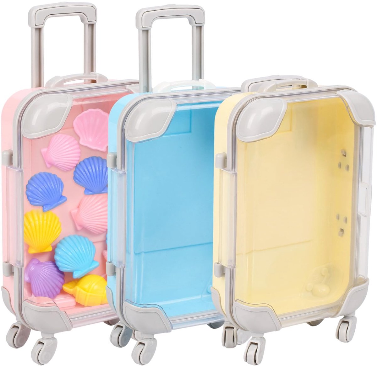 mini-koffer-geschenkdoos 12,5 x 8 x 3,5 cm - roze, blauw en geel - spaarpot - ideaal voor reiscadeaus - ShopVlot