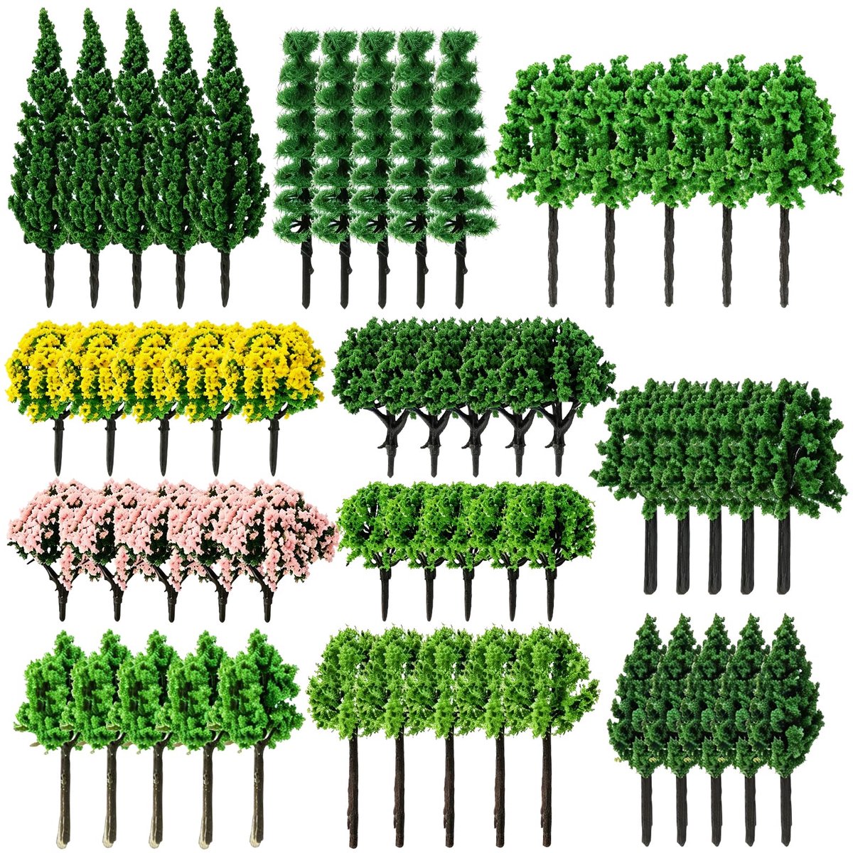 Modelbouwboomset 55 stuks - 11 stijlen - gemengde miniatuurbomen - ideaal voor diorama's - ShopVlot
