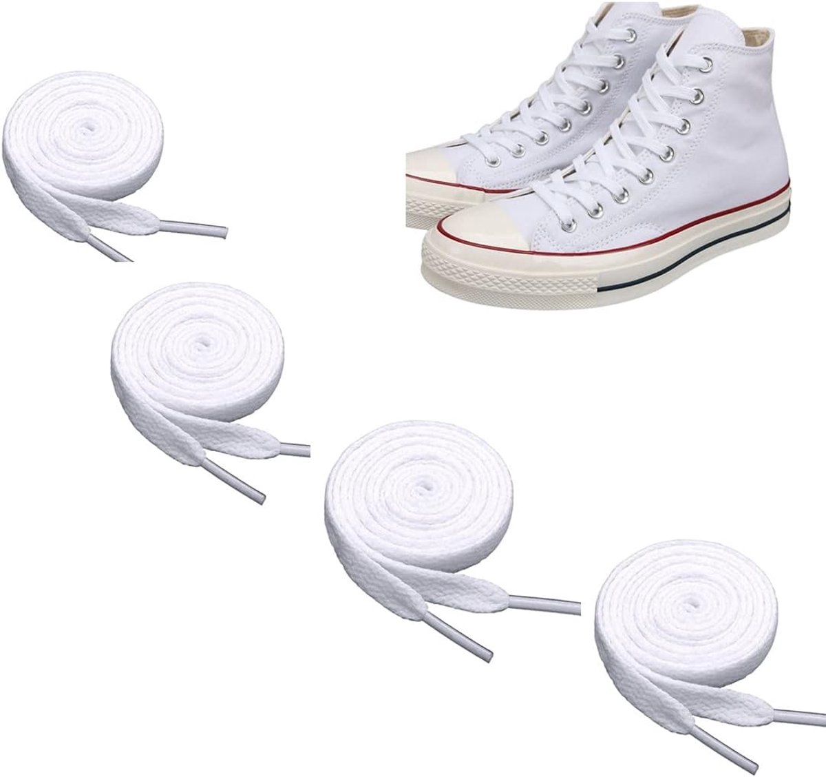 Schoenveters 120 cm - Witte platte veters - Duurzaam polyester - Herbruikbaar en wasbaar - ShopVlot
