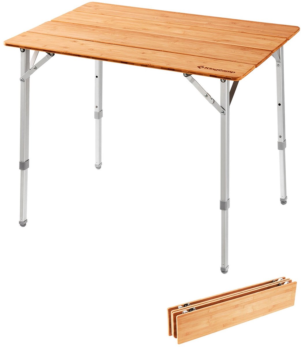 Bamboe klaptafel, campingklaptafel - Tuin Aluminium Hout 3 hoogtes Verstelbaar