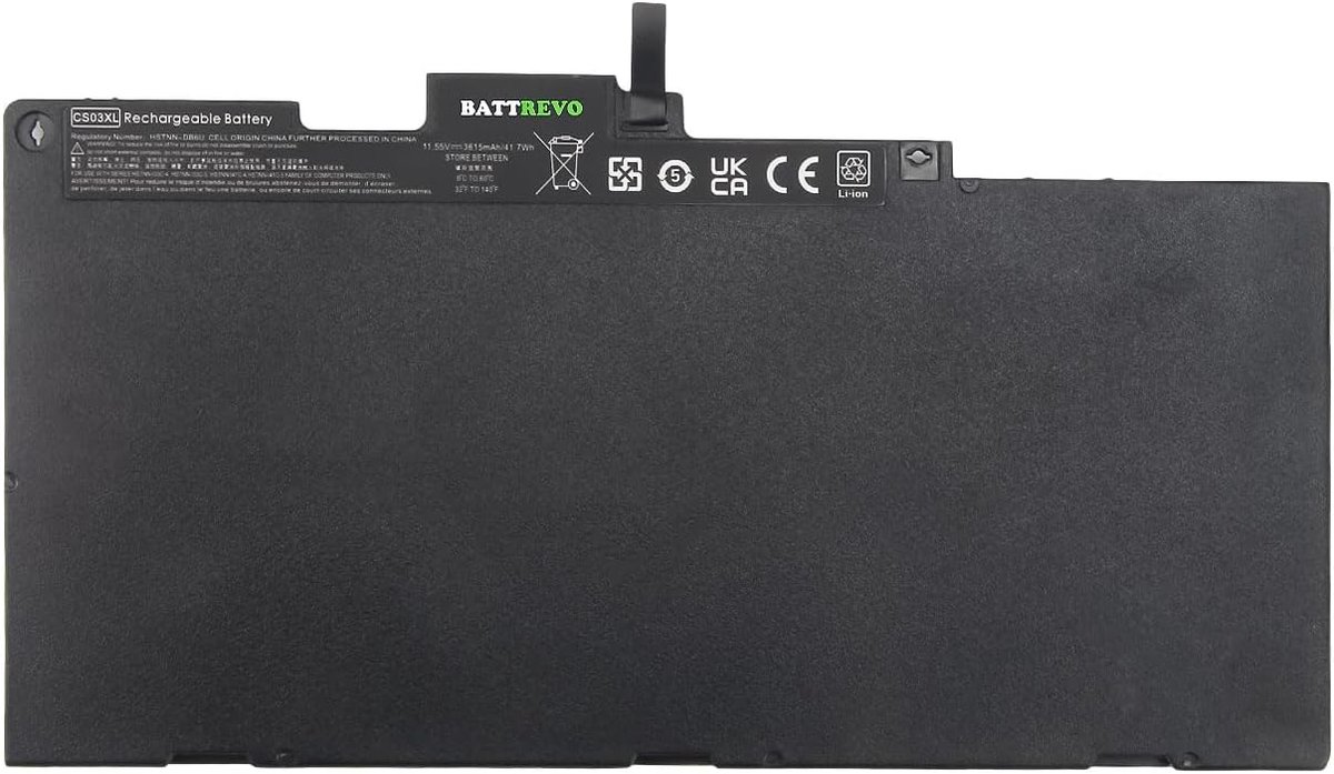 Laptopbatterij CS03XL 11.55V - Lithium Polymer - 3615mAh - Duurzaam voor HP EliteBook en ZBook - ShopVlot