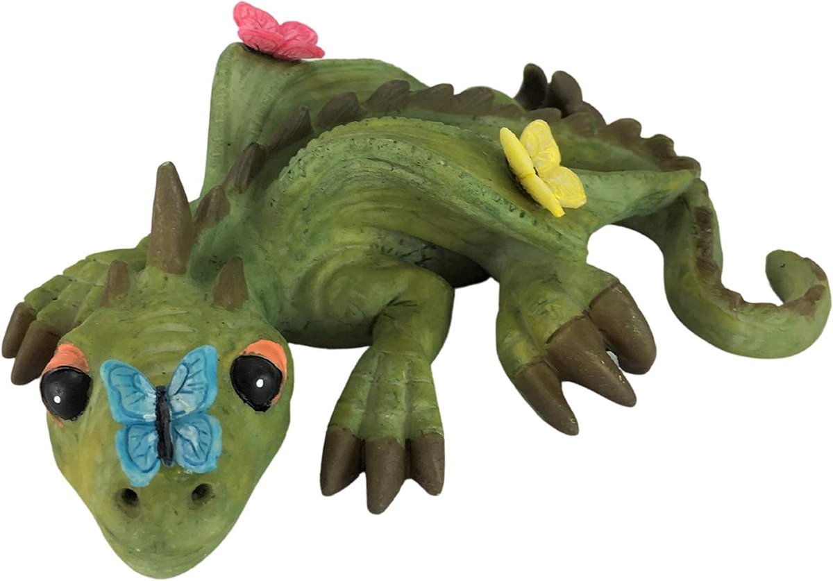Miniatuur Draakenbeeld Cody - Groene draak - H 7,5 cm - Voor je feeën- of sprookjestuin - ShopVlot
