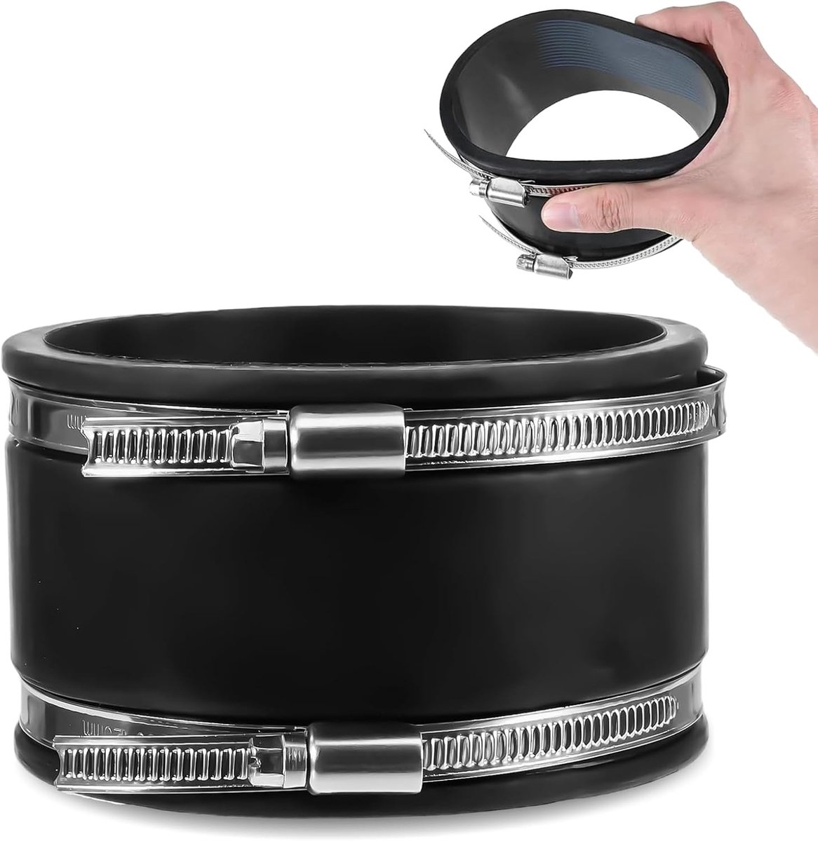 Connector flexibele rubber 100mm - rubber koppeling - met roestvrijstalen klemmen - ideaal voor buisventilator - ShopVlot