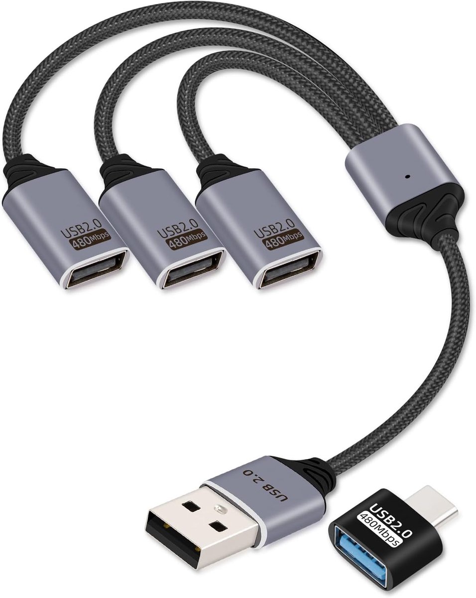 USB splitter 3-poorts - 1-in-3 output hub - uitbreidingsadapter - ideaal voor meerdere apparaten - ShopVlot