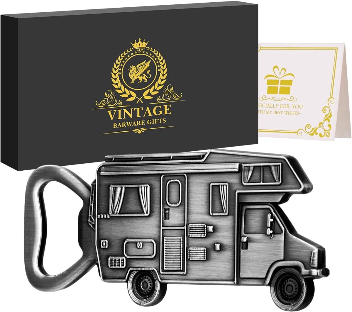 Bierflesopener camper - zinklegering - origineel campingcadeau - perfect voor buitenleven - ShopVlot