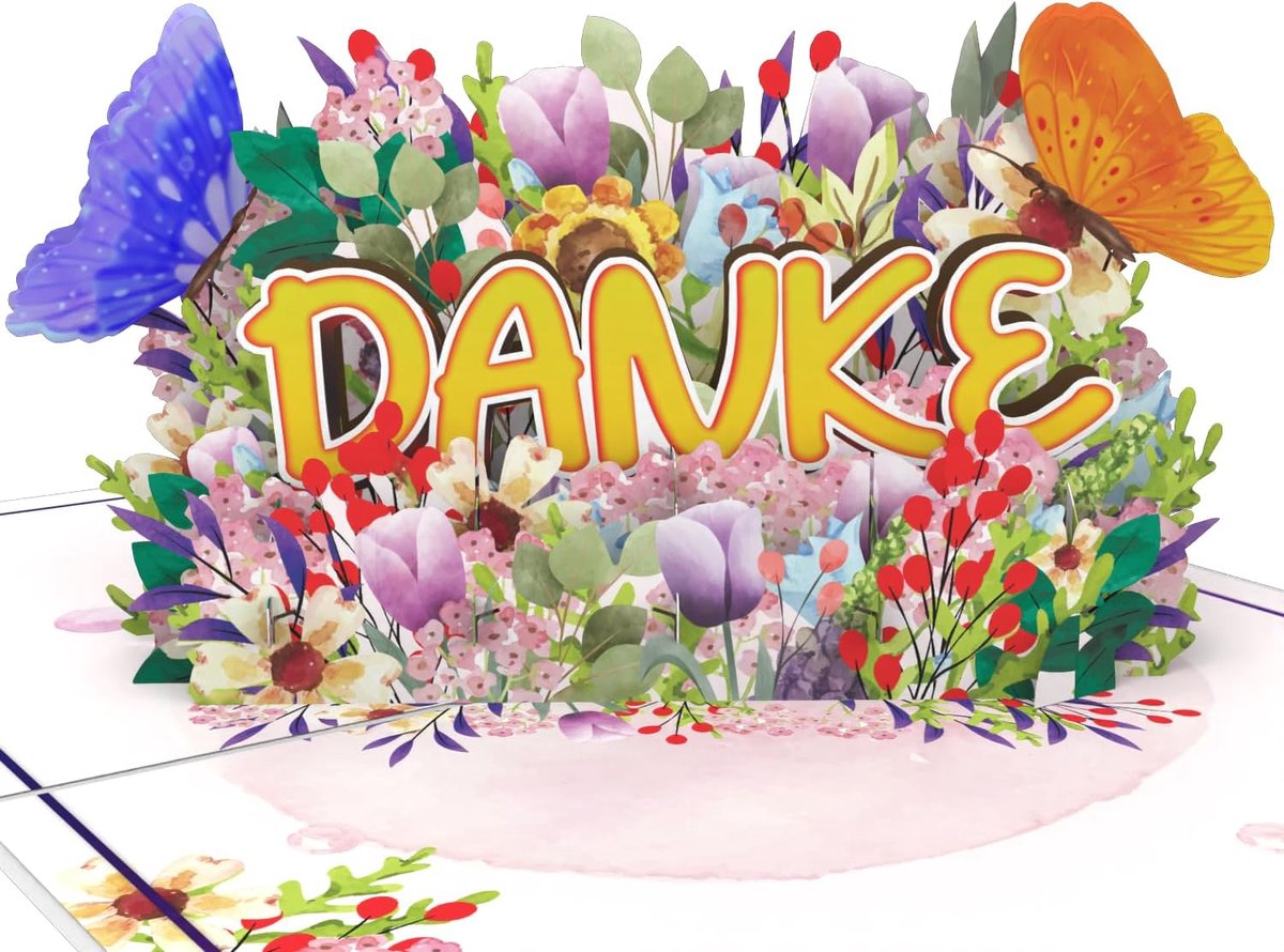 Pop-Up 3D Wenskaart 15x20 cm - Glitter Bloemen en Vlinders - Elegant Ontwerp - Perfect voor Bedankjes - ShopVlot