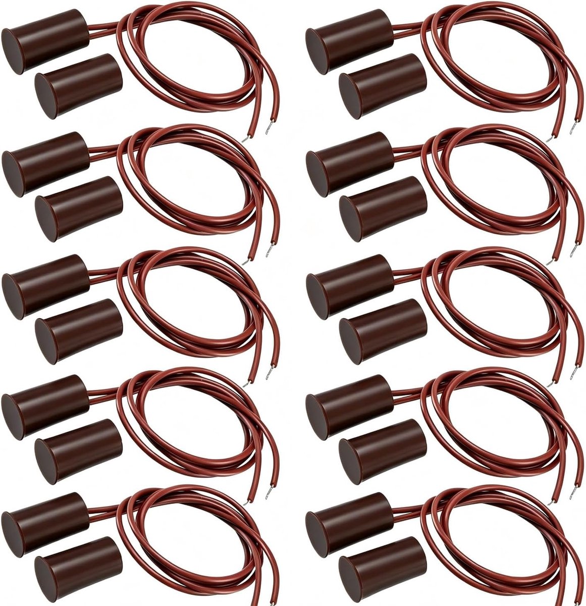 Magnetische deurraamsensor NC - 10 stuks - Flush-mounted - Veiligheidssysteem voor thuis - ShopVlot
