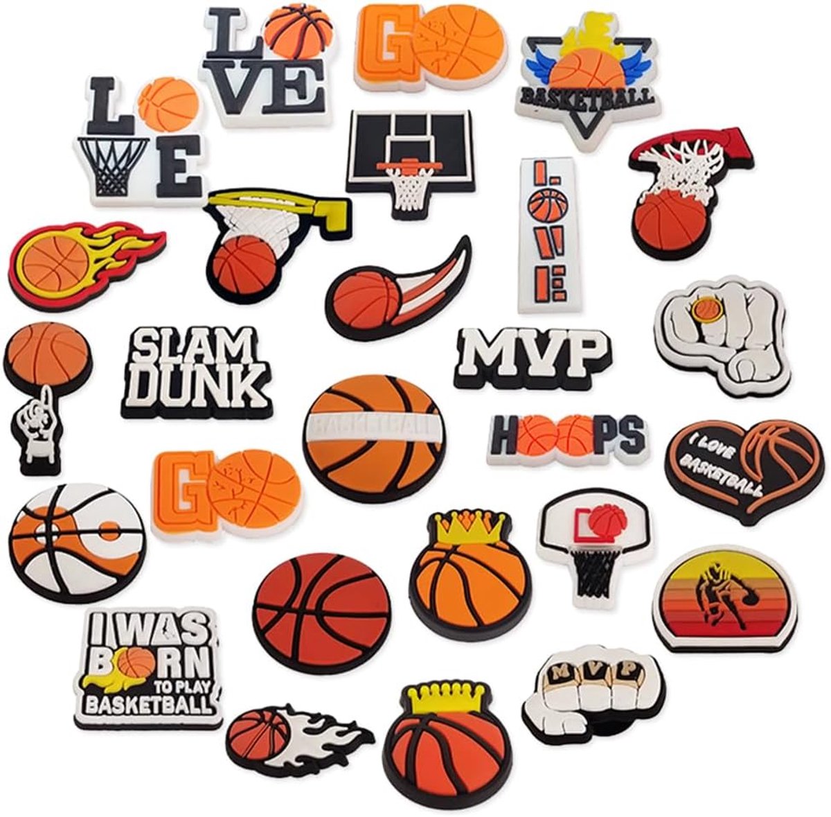 Schoenaccessoires - PVC cartoon charms - basketball thema - ideaal voor jongens en meisjes - ShopVlot