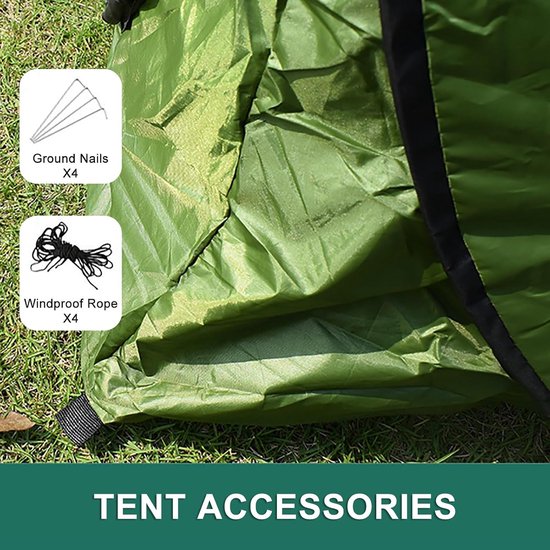 1 set - Privacytent - Snel op te zetten pop-up tent - Buitendouchetent - Omkleedtent voor op de camping - 150*150*190 cm - Geschikt voor kamperen, vissen en fotografie - Legergroen — afbeelding 3