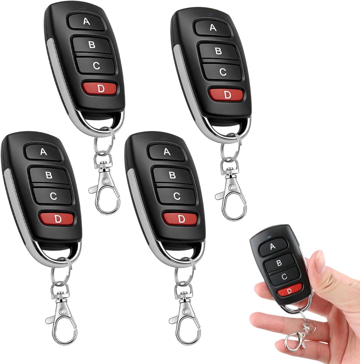 afstandbediening garagedeur 4 stuks - 433 MHz klonen - universele handzender - eenvoudig in gebruik - ShopVlot