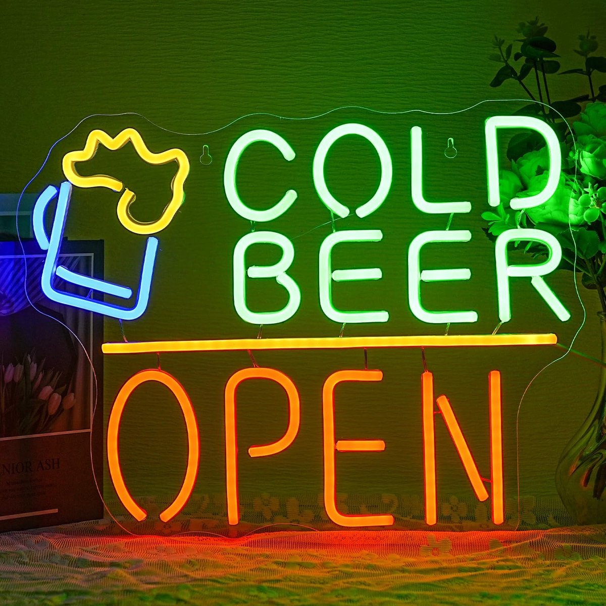 Neon Sign Cold Beer - Open Neon Lamp - Acryl LED Licht - Perfect voor Bar en Pub - ShopVlot
