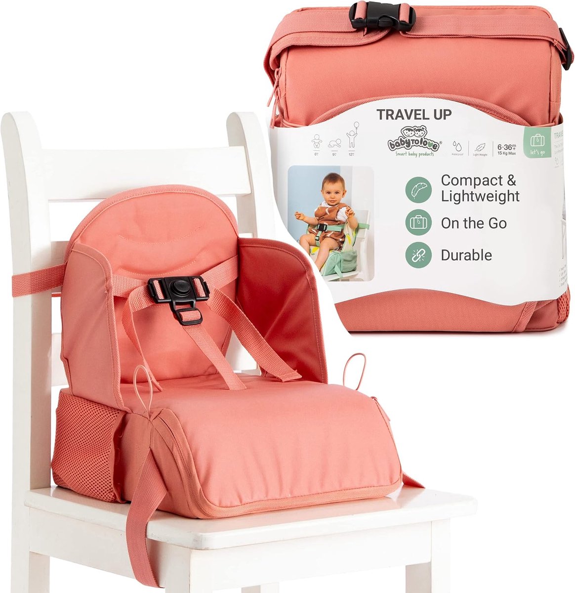 Boosterstoel met opbergruimte - Lichtgewicht en draagbaar - Perfect voor onderweg - BabyToLove - ShopVlot