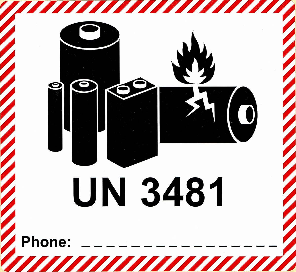 Hazardous goods labels 250 stuks - 120 x 110 mm - zelfklevend - bevat lithium-ion batterijen - ShopVlot
