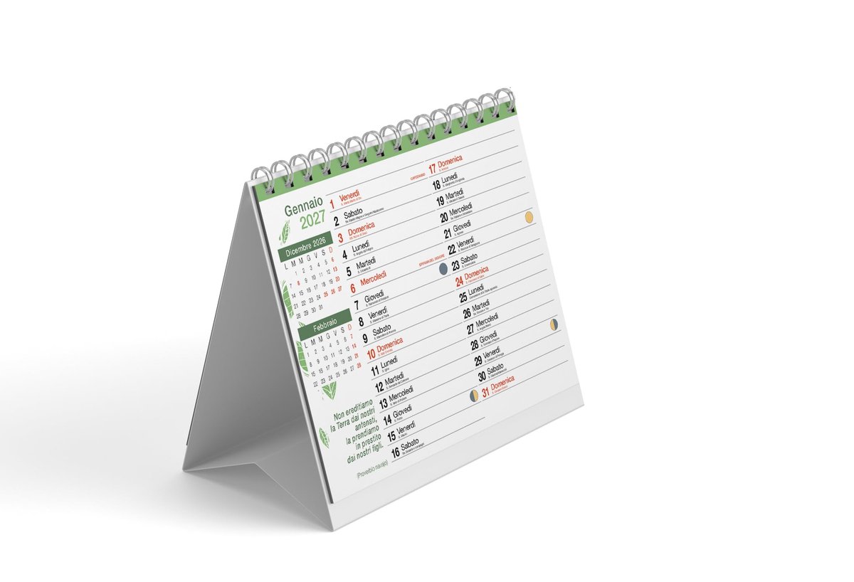 Bureaukalender 14 maanden - milieuvriendelijk - Italiaans - overzichtelijk plannen - ShopVlot