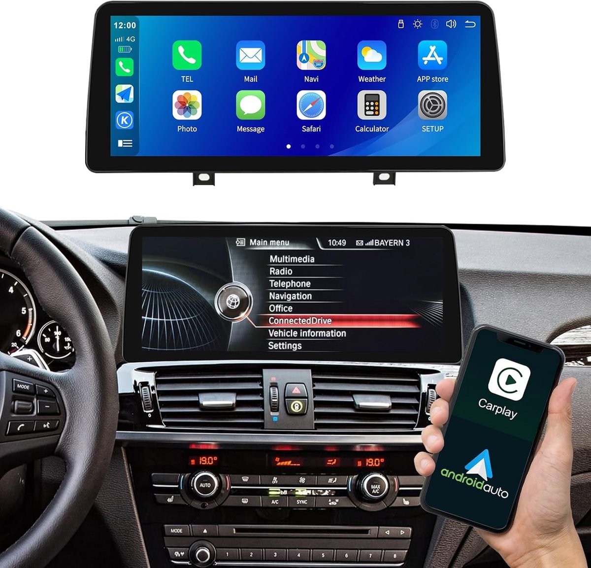 Draadloze Carplay/Android Auto 12,3 inch - Touchscreen voor BMW X3 F25 X4 F26