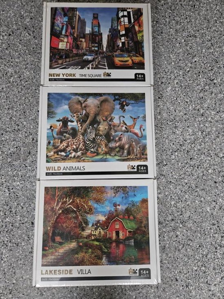Puzzels 1000 stukjes - 3-in-1 set - New York, Wild en Lakeside - Versterkt je concentratie - ShopVlot