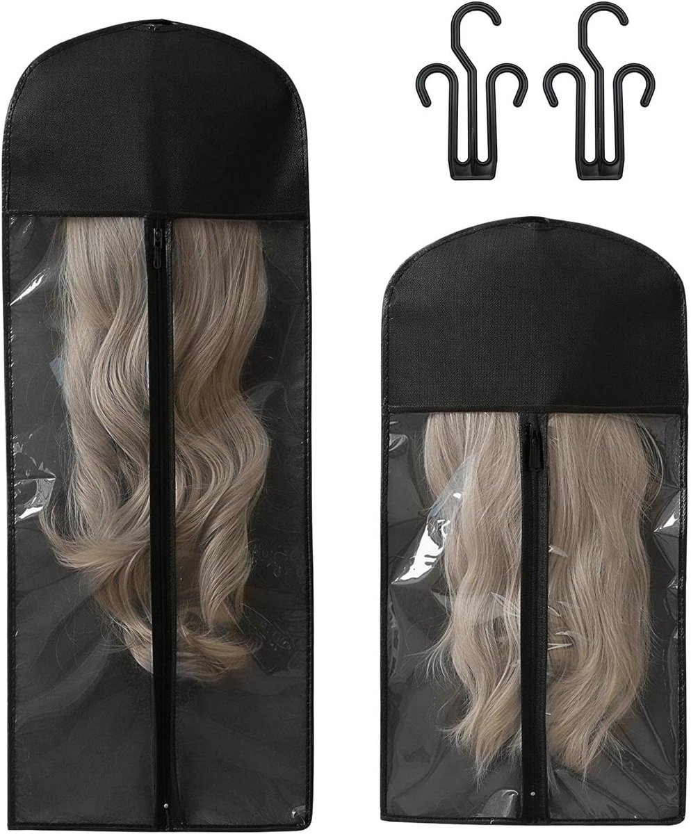 Pruiktassen 4 stuks - 60 cm/80 cm - zwart - transparant venster voor haarverlenging - ShopVlot