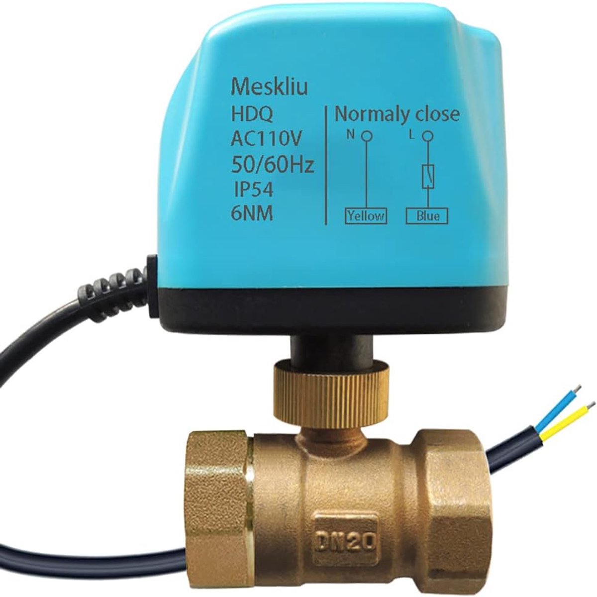 Motorfiets Kogelklep 3/4 Inch DN20 - Elektrisch Messing - Automatische Terugslag NC - Eenvoudige bediening - ShopVlot