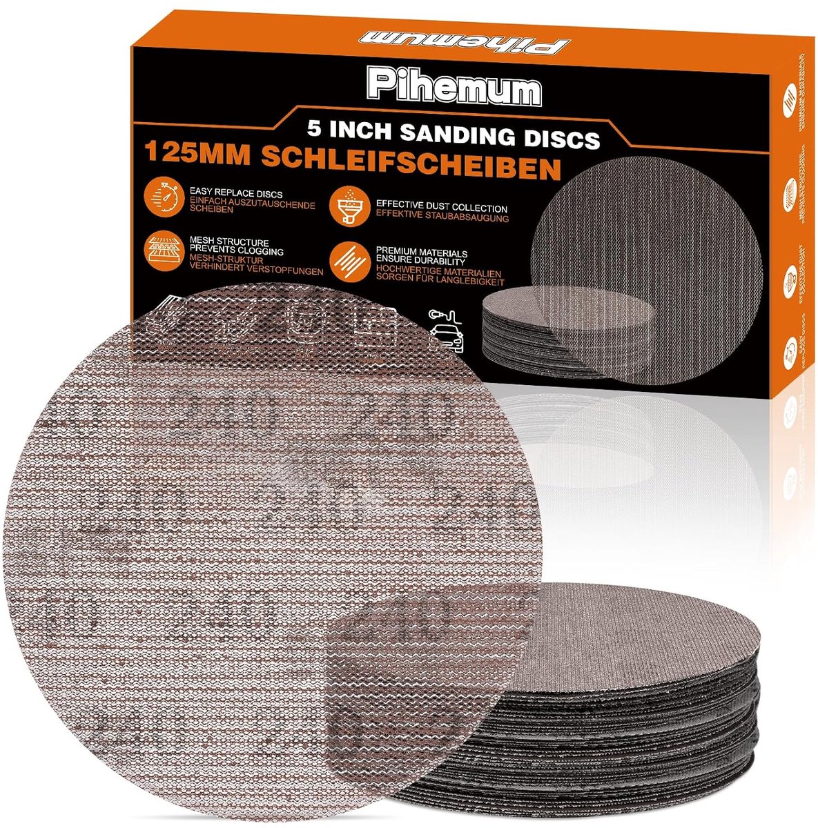 Schuurschijven 125 mm - korrel 240 - klittenband - uitstekende stofafvoer - ShopVlot