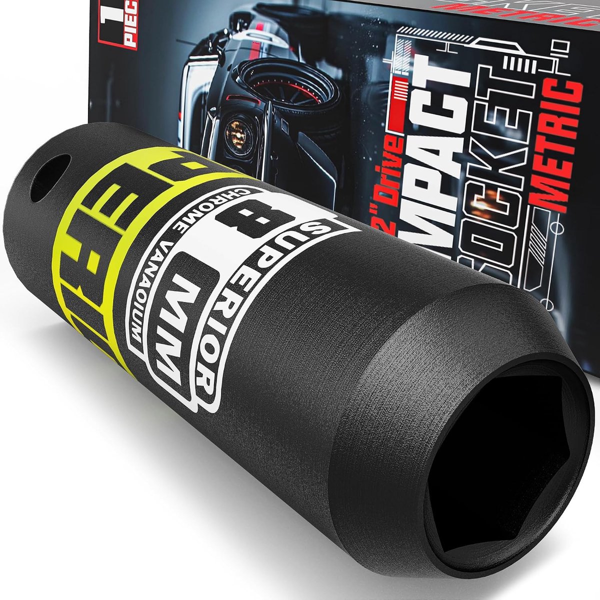 Diepe Impact Dop 8mm - Chrome Vanadium Staal - Lasergeëtste Maataanduiding - Ideaal voor Auto Reparatie - ShopVlot