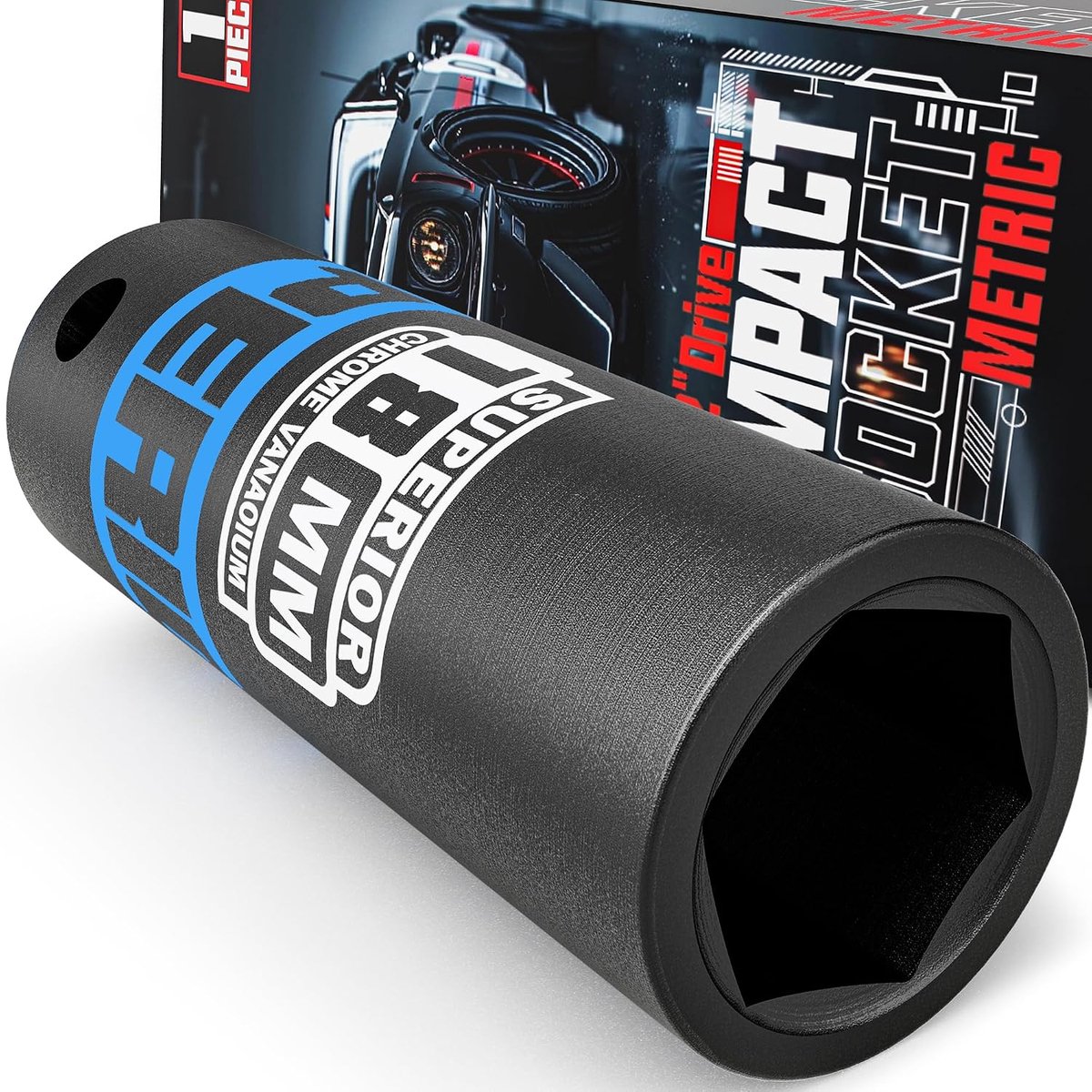 1/2" Diepe Impact Moersleutel 18mm - Chrome Vanadium Staal - Hoge Hardheid - Ideaal voor Autobanden Reparatie - ShopVlot