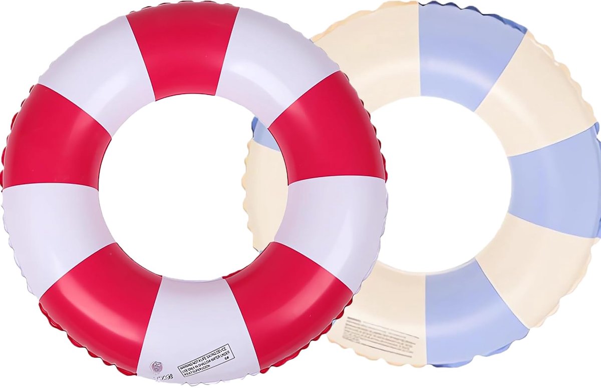 Zwemring 2 stuks - opblaasbaar - rood + blauw - duurzaam drijvend waterspeelgoed voor zwembad - ShopVlot