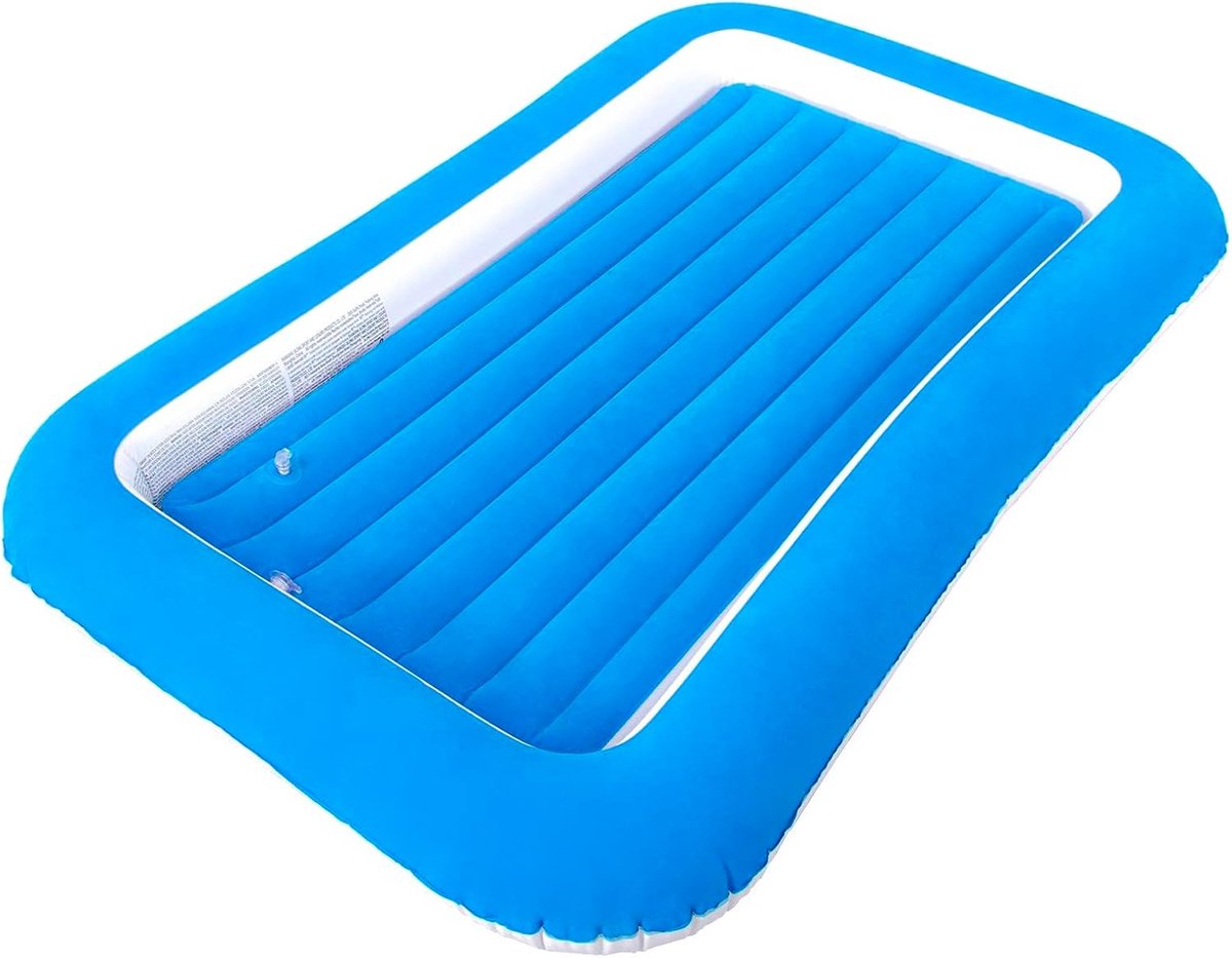 Luchtbed voor kinderen met zijsteunen - Blauw - Comfortabel en veilig voor logeerpartijtjes - ShopVlot