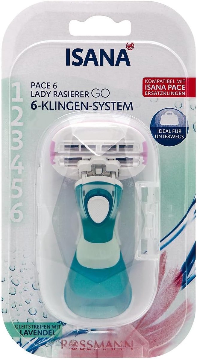 Lady shaver 6-bladen systeem - swingkop - ideaal voor onderweg - compatibel met Isana Pace reservebladen - ShopVlot