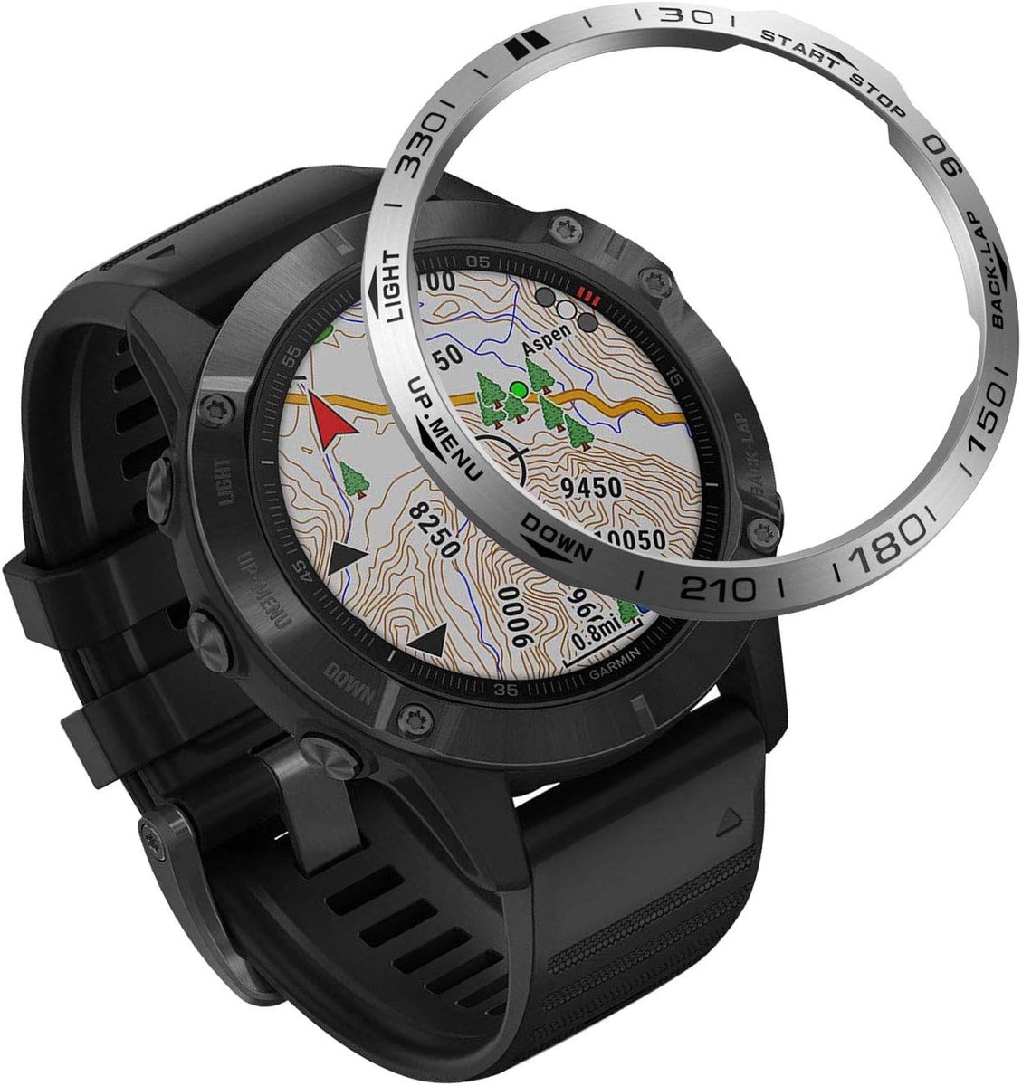 Bezel ring voor Garmin Fenix 6X/6X Pro - RVS - Anti-kras en schokbescherming - Stijlvolle upgrade - ShopVlot