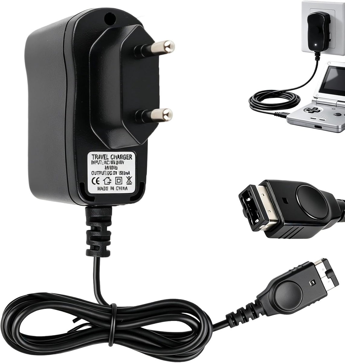 Oplader NDS FAT en Game Boy Advance SP - AC-adapter 100-240V - 1,1m oplaadkabel - ideaal voor onderweg - ShopVlot