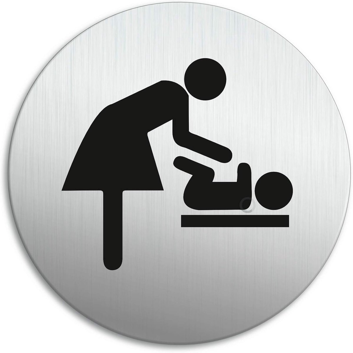 Deurplaat baby verschoningsruimte Ø 100 mm - Aluminium - Zelfklevend - Duidelijke aanduiding - ShopVlot