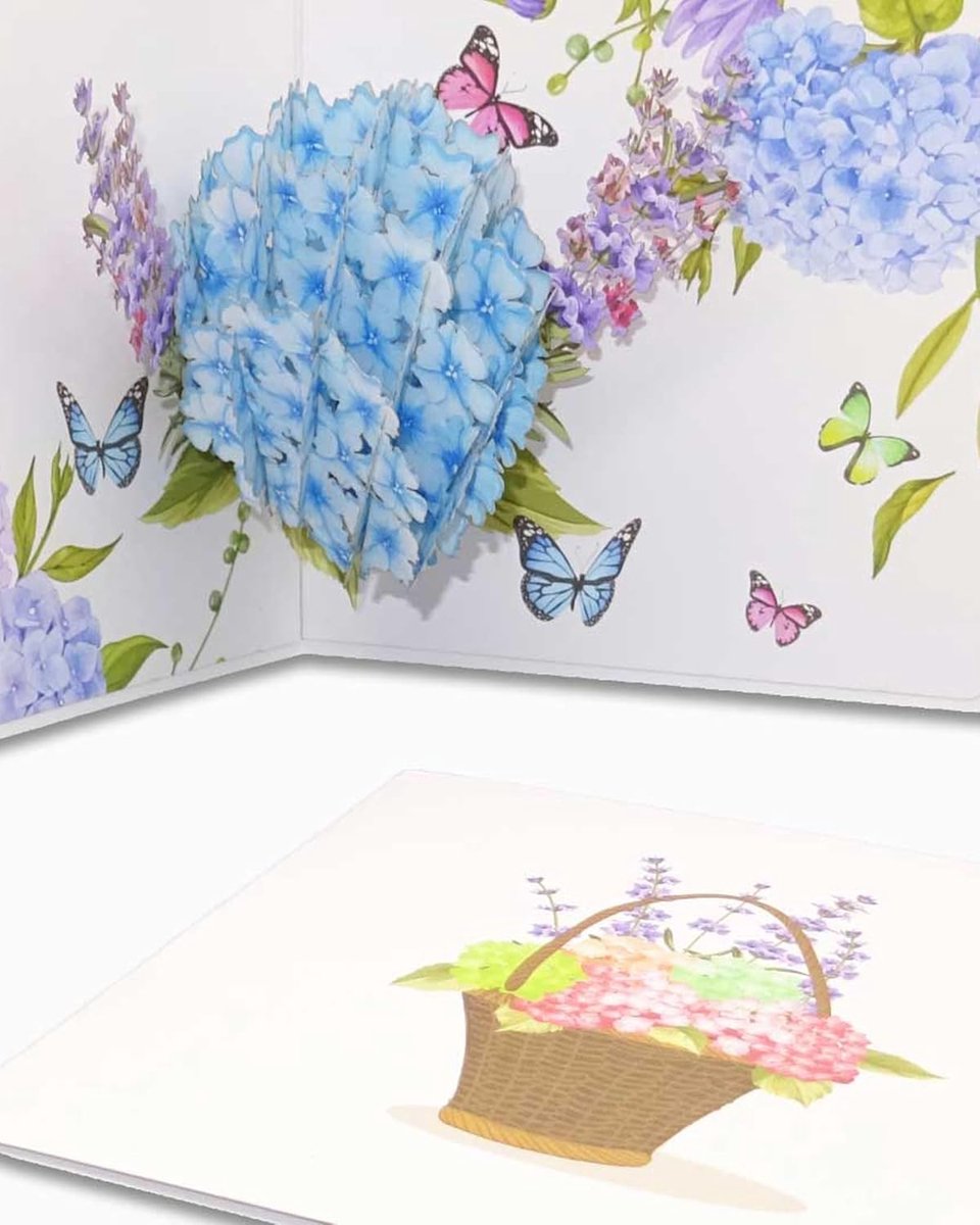 Pop-up kaart hydrangea - 3D bloemenkaart - verjaardagskaart met envelop - verrassing voor vrienden - ShopVlot