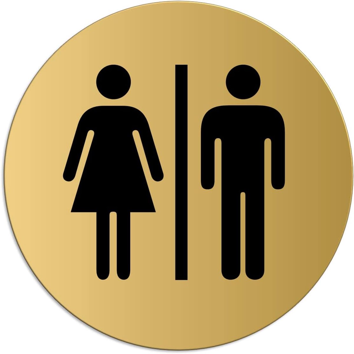 Deurschild Toilet Vrouwen Mannen - Ø 75 mm - Aluminium Goud - Zelfklevend - ShopVlot