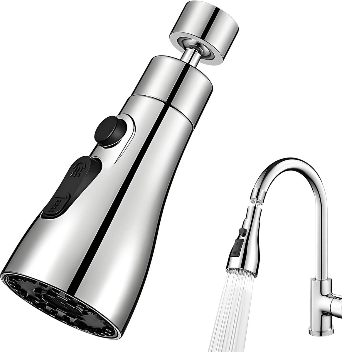 Keukenkraan met 360° draaibare handdouche - 3 spuitmodi - universele kraanuitloop - ideaal voor afwassen - SnelShoppen